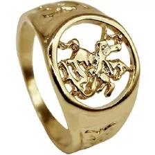 Anel Masculino Luxo São Jorge Banhado Ouro 18 K 