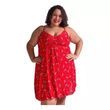 Kit 3 Camisola Plus Size Alça Estampada Sem Bojo Pijama