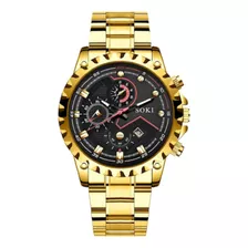 Relógio Pulso Soki Masculino Pulseira Aço Inox Strap Watch
