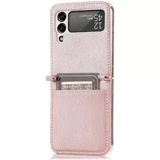 Carcasa Cuero Tpu Rosada Compatible Samsung Z Flip 3 +lámina