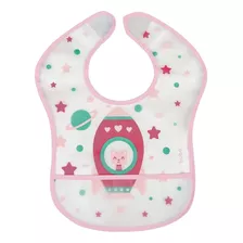 Babador Infantil Impermeável Bolso Coletor Foguete Rosa Buba