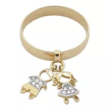 Anel Feminino Menina Menino Casal Delicado Ouro 18k