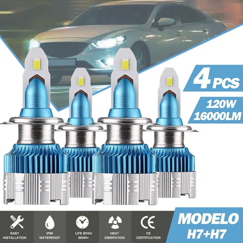 Kit De Foco Led H7 De 4 Lados De 20000 Lm Para Volkswagen 60