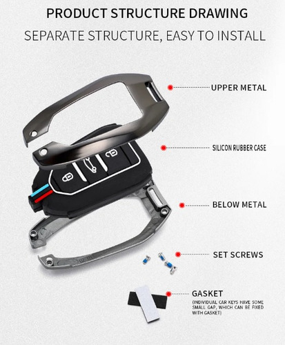 Case Funda Metalica Llave Presencia Peugeot 2008 3008 5008 Foto 2