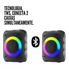 Caixinha De Som Potente Bateria Longa Rgb Efeito Dj 10w Cor Preto 110v/220v