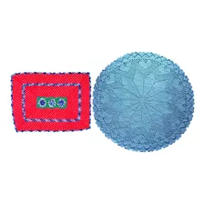 Kit Tapete De Crochê Vermelha 87cm E Coração 1,18m Azul Bebê
