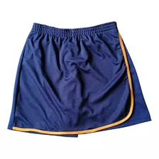 Shorts-saia Azul Marinho Com Viés Colorido Uniforme Escolar