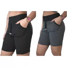 Kit 2 Bermudas Feminina Jogger Do P Ao Plus Size C/ Bolso