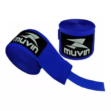 Bandagem Elástica Muvin 5 Metros Com Fechamento Em Fecho De Contato E Alça Para Polegar - Atadura De Proteção Para Mãos E Punhos - Faixa De Boxe - Muay Thai - Mma - Artes Marciais - Treino - Azul