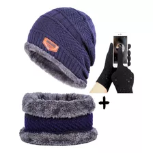 Kit Frio Touca Gorro + Luva Touch Celular + Protetor Pescoço