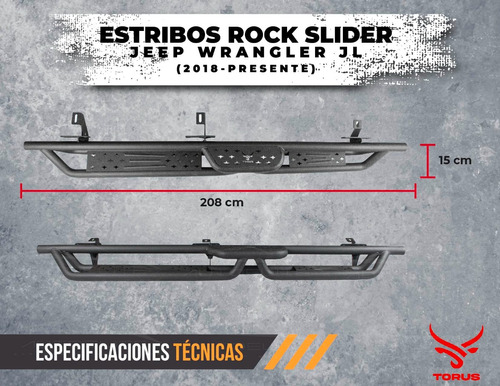 Estribos Acero Rock Slide Jeep Wrangle Jl 4 Puerta 2018-2024 Foto 8