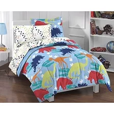 Dream Factory Dinosaur Prints Boys Set De Edredon, Multicol