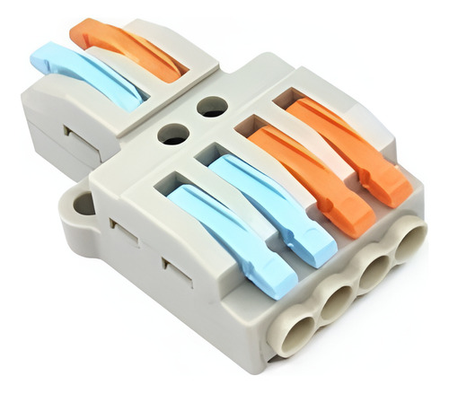 Bornera Terminal Conector 2 Pin Entradas 4 Salidas Fast Clip Color Gris