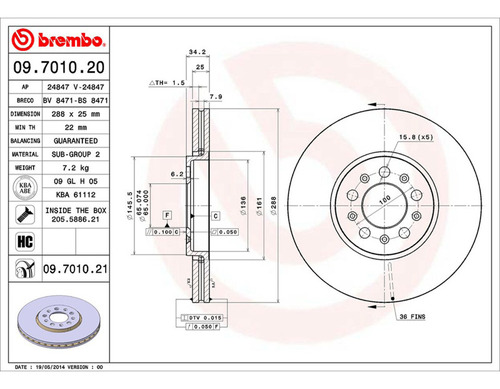 Par Discos Brembo Volkswagen Golf Gti Vr6 2003-2005 Del Foto 2