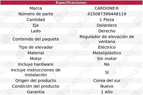 1 Elevador Cristal Elect Delantero Der Xg350 02 Al 05 Foto 5