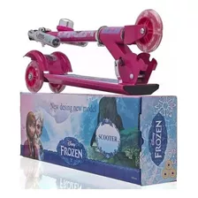 Patinete Frozen Infantil 3 Rodas Com Freio E Rodas Em Gel Cor Rosa