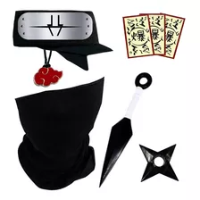 Kit P/ Manto Akatsuki + Itens Para Crianças E Bandana Kakuzu