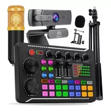 Kit Mesa De Som Mixer + Microfone+ Webcam Tripé Profissional