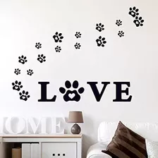 61 Piezas Paw Love Dog Wall Decor Calcomanías Vinilo Paw Pri