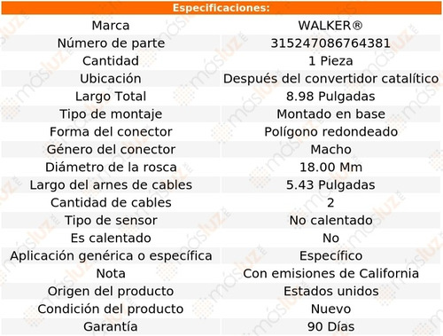 Sensor Ox O2 Despus Cc Geo Prizm 1.6l 4 Cil 93/95 Walker Foto 6