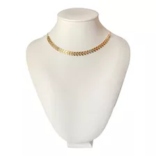 Colar Gargantilha Choker Escama Folheado A Ouro Ajustavél 