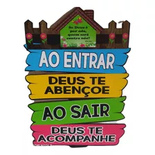 Placa Casa Frase Ao Entrar Deus Te Abençõe Cer Mdf Adesivado