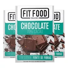 Chocolate 70% Stevia Fit Food 40g 3 Unidades