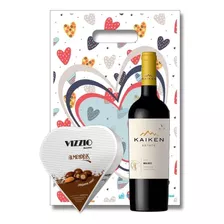 Bolsa Regalo Vizzio Corazon + Vino Kaiken Malbec Reserva