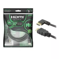 Cabo Hdmi L 3m 90 Graus Blindado 2.0 Ethernet 3 Metros 4k