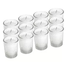 12 Veladoras Votiva En Vaso Liso 100% Parafina Pura 