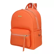 Mochila Escolar Feminina Espaçosa Perfeita Para O Dia A Dia Cor Laranja