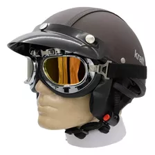 Capacete Coquinho Moto Elétrica Scooter Óculos Café Racer