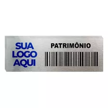 Kit 50 Placas De Patrimônio Alumínio Com Sua Logotipo 5x4cm