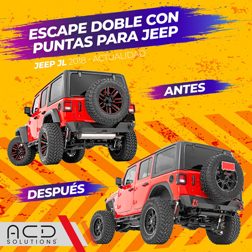 Escape Mofle Salida Dual Jeep Wrangler Jl 2018 - 2024 Acd  Foto 6