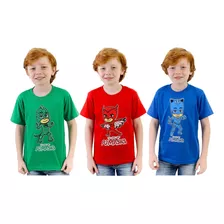 Kit 03 Camisetas Infantil Manga Curta 100% Algodão
