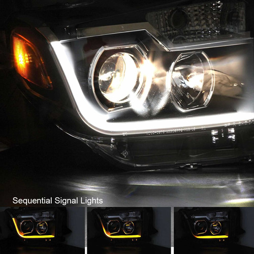 Faros Led Drl Secuencial Toyota Tundra 2014 A 2019 Negro Par Foto 4