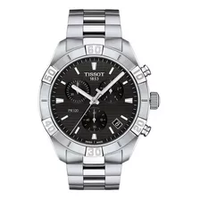 Reloj Hombre Tissot Pr100 Sport Chronograph Carátula Negra Color De La Correa Acero Color Del Bisel Acero Color Del Fondo Negro