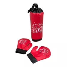 Kit De Boxe Infantil Com Saco E Luva Vermelho C/ Inmetro