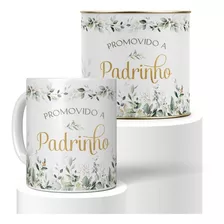 Kit Caneca Convite Madrinha Padrinho Batizado Casamento Lata