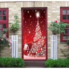 Vinil Decorativo Navidad Arbol Navideño Puerta 77x200