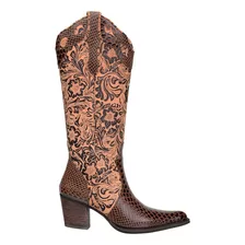 Bota Texana Feminina Country Montaria Em Couro 4country