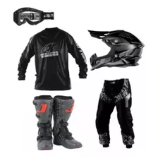 Conjunto Motocross + Capacete + Bota Jett + Brinde Óculos