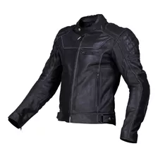 Campera Moto Cuero Vintage Retro Negra Proteccion Proskin