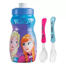 Talheres Frozen Infantil Colher Garfo E Mini Squeeze