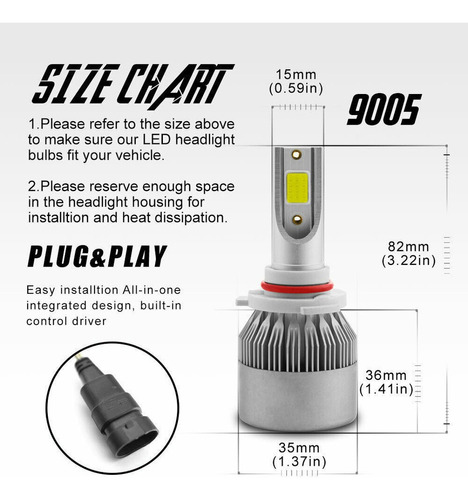 Kit De Focos Led Para Subaru Forester 2006-2008 C6 H1 9006 Foto 3