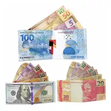 15 Carteira Slim Nota Dinheiro 100 Reais 100 Dolares Euro Cor Água/azul Desenho Do Tecido Liso