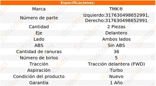 2- Mazas Delanteras Sin Abs S80 6 Cil 2.8l 1999/2001 Tmk Foto 2