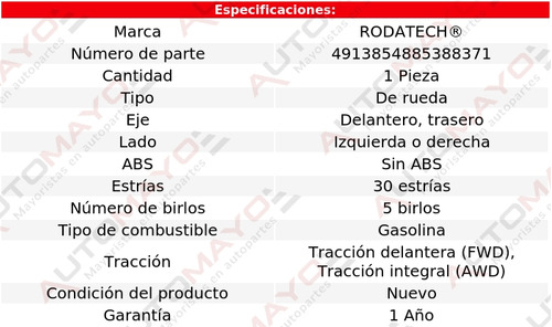 1 - Maza De Rueda Del O Tras Rodatech Sorento V6 3.3l 14-19 Foto 5