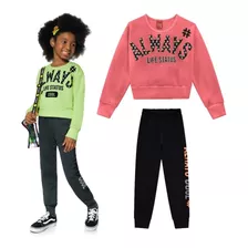 Conjunto Moletom Feminino Infantil Casaco+ Calça Kyly 