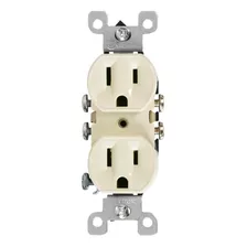 Toma Leviton 15a C/polo A Tierra Blanca/marfil X10 Con Tapa Color Beige